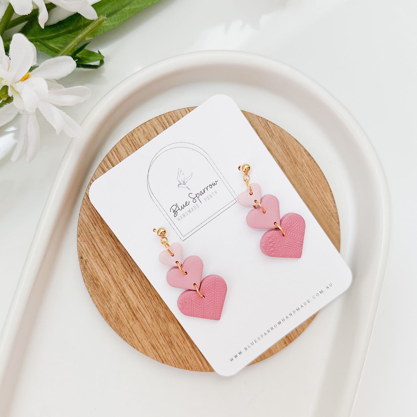 Pink Hearts Trio Earrings